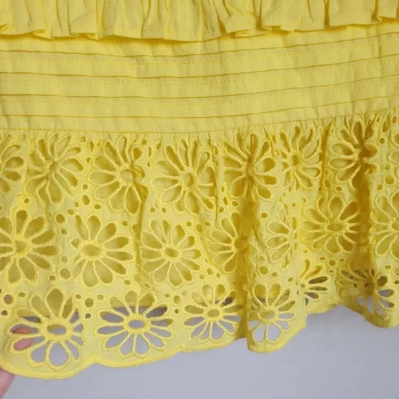 J. Crew, New, Yellow Cross Back Smocked Waist Peplum Eyelet Top, Size XL - Picture 6 of 15